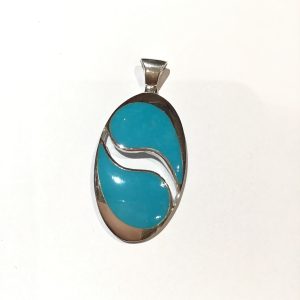 pendentif ovale turquoise